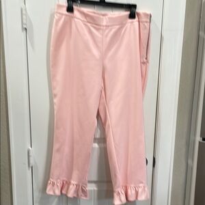 Philosophy Light Pink Ankle Pants with Ruffle Detail
